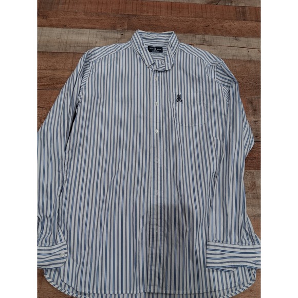 Psycho Bunny Blue Striped Mens Long Sleeve Button MuiltColor Size XLarge 2167 - Picture 3 of 11